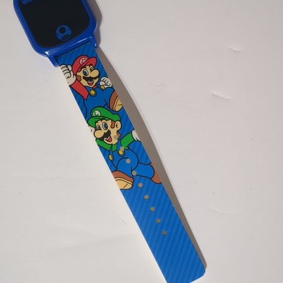 Super Mario Bros Digital Watch Unisex Blue Stainless Steel Rubber Band - Picture 2 of 10